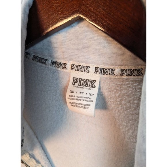 PINK Victoria Secret Women's XS Gray Quarter Zip 86 Logo Sweatshirt Top - Picture 4 of 7